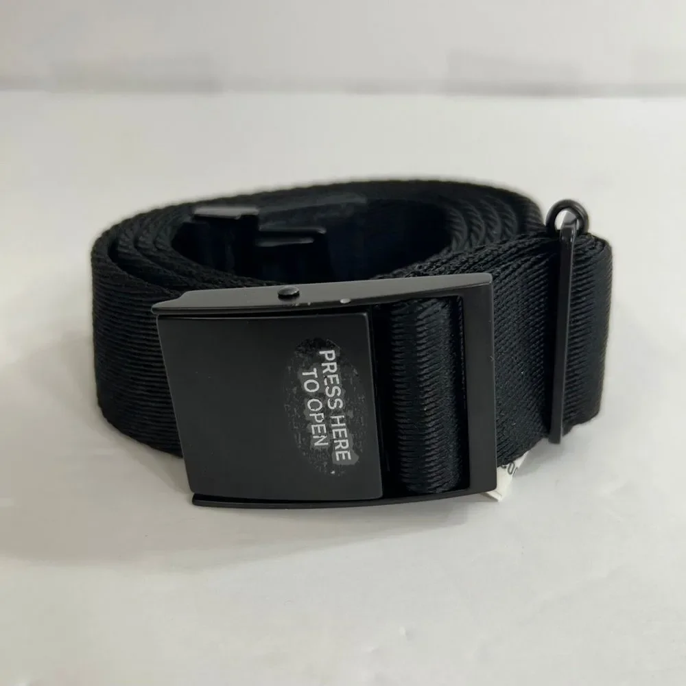 Kenneth Cole‎ Reaction Adjustable Web Belt Mens One Size Black Leather Trim
